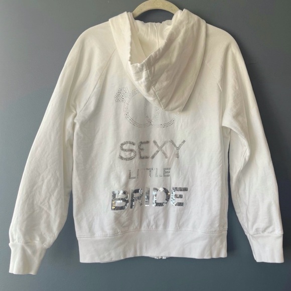 Victoria’s Secret Sexy Little Bride White Zip-Up Sequin Hoodie - Picture 2 of 5